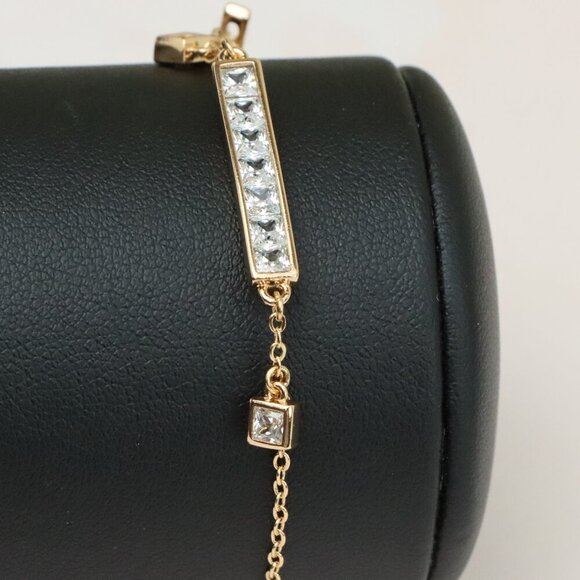 "Rose Gold Chain Bracelet with Bar and CZ Charm, Adjustable Fit, XPBL0756 - Picture 1 of 13